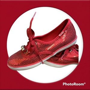 Little girls red Keds champion ruby sequin shoes